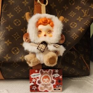 Brown and White Plush Keychain